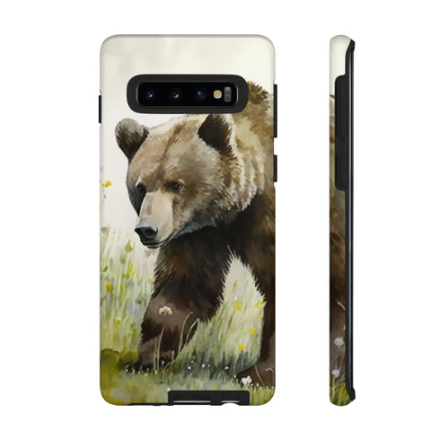 Grizzly Bear in a Field - Impact Resistant Phone Case Samsung Galaxy S10 Matte